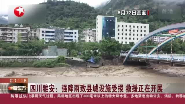 四川雅安:强降雨致县城设施受损 救援正在开展