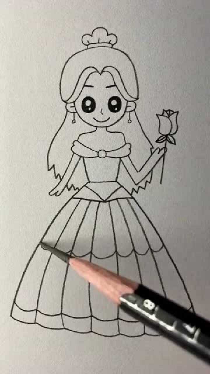 贝拉公主简笔画一学就会