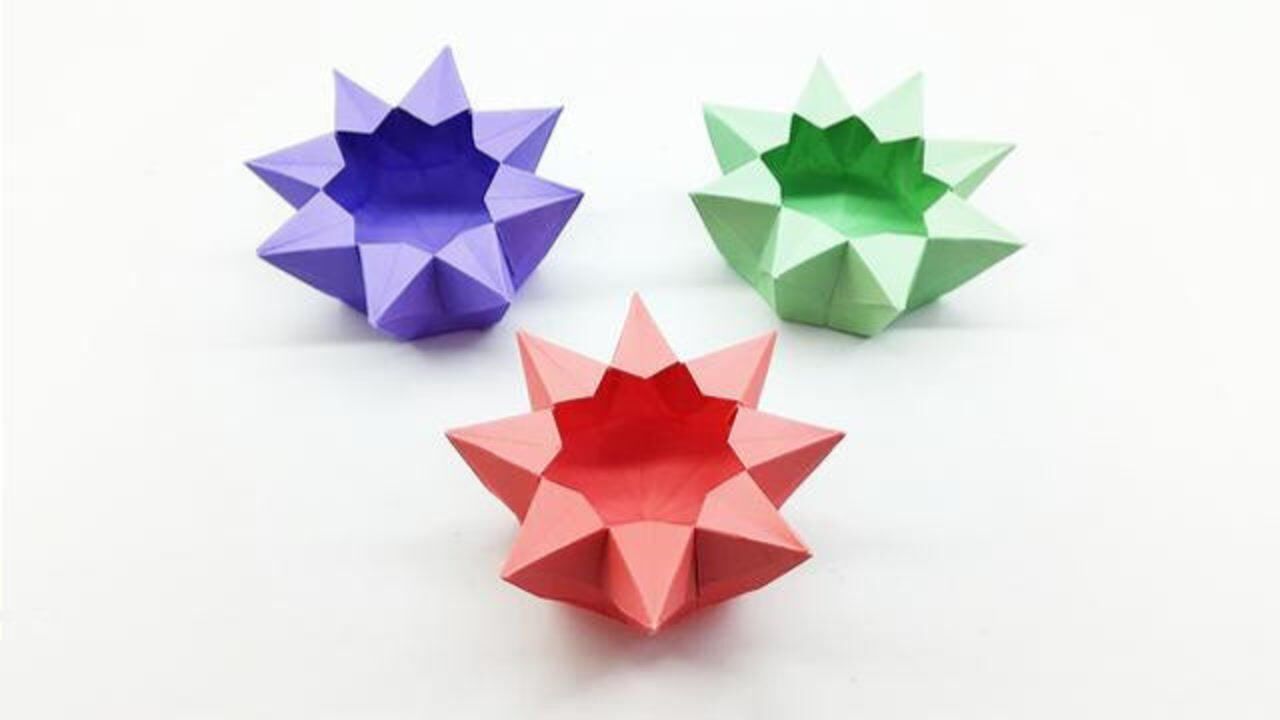 一张纸折一个星星收纳盒,简单几步就做好,手工折纸视频教程