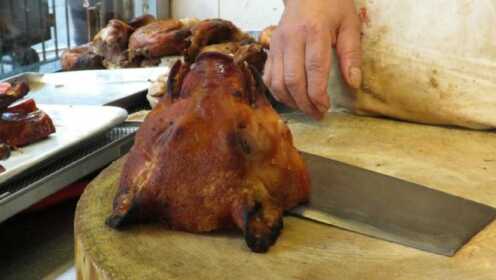 香港街头美食，烧猪头和烧肉鸡饭，整一只猪头回去下酒，真过瘾！