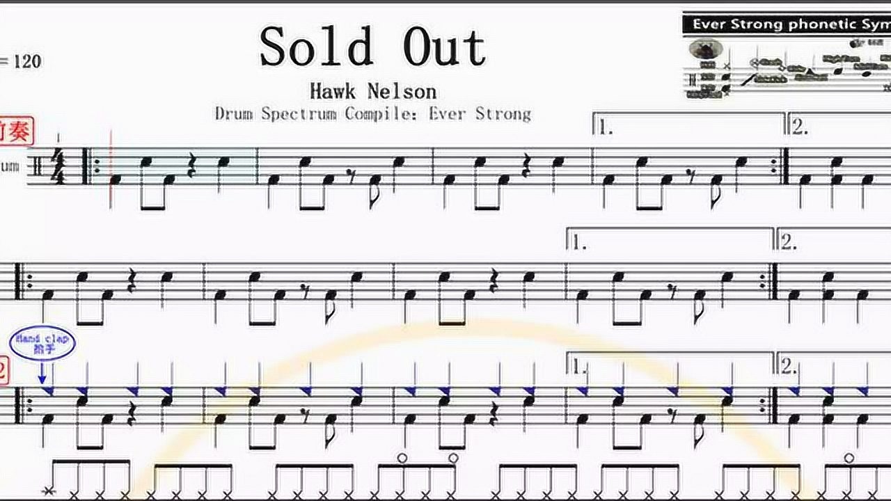 椰壳鼓手网每日一谱hawknelsonsoldout高清动态鼓谱架子鼓鼓谱