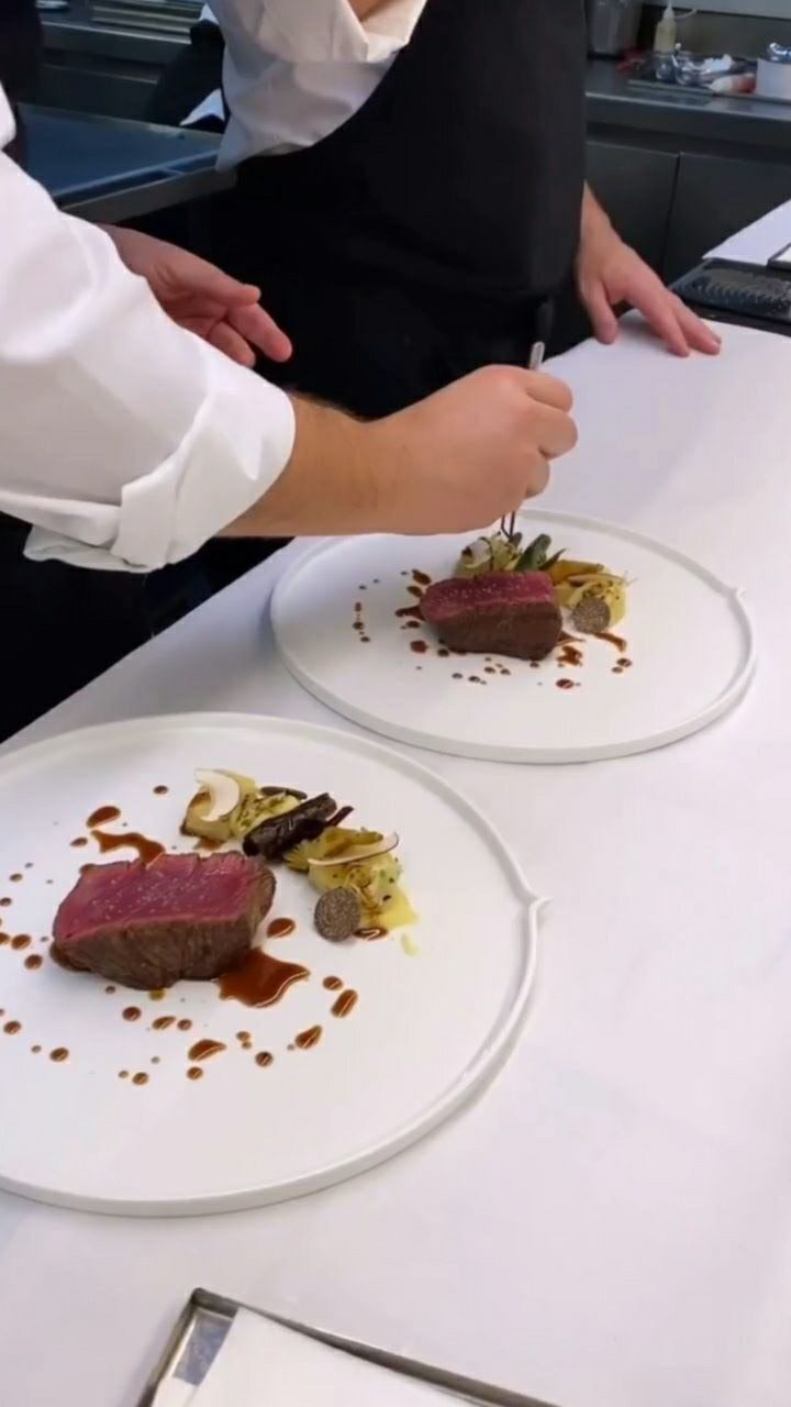 米其林餐厅 牛排唯美摆盘展示