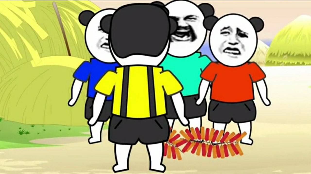 沙雕动画:熊孩子玩鞭炮炸翔_腾讯视频