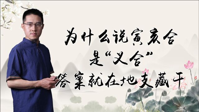 为什么寅亥合是“义合”,答案要看地支藏干