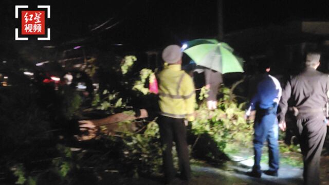 四川青川遭冰雹、强降雨袭击 民辅警连夜奋战10小时保道路畅通