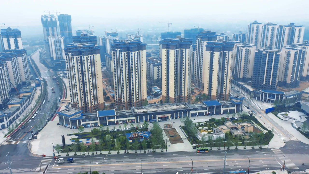 资中 远达世纪城 a区 最新工程进度 俯瞰
