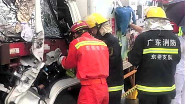 视频|雨天路滑酿车祸,东莞消防火速救援