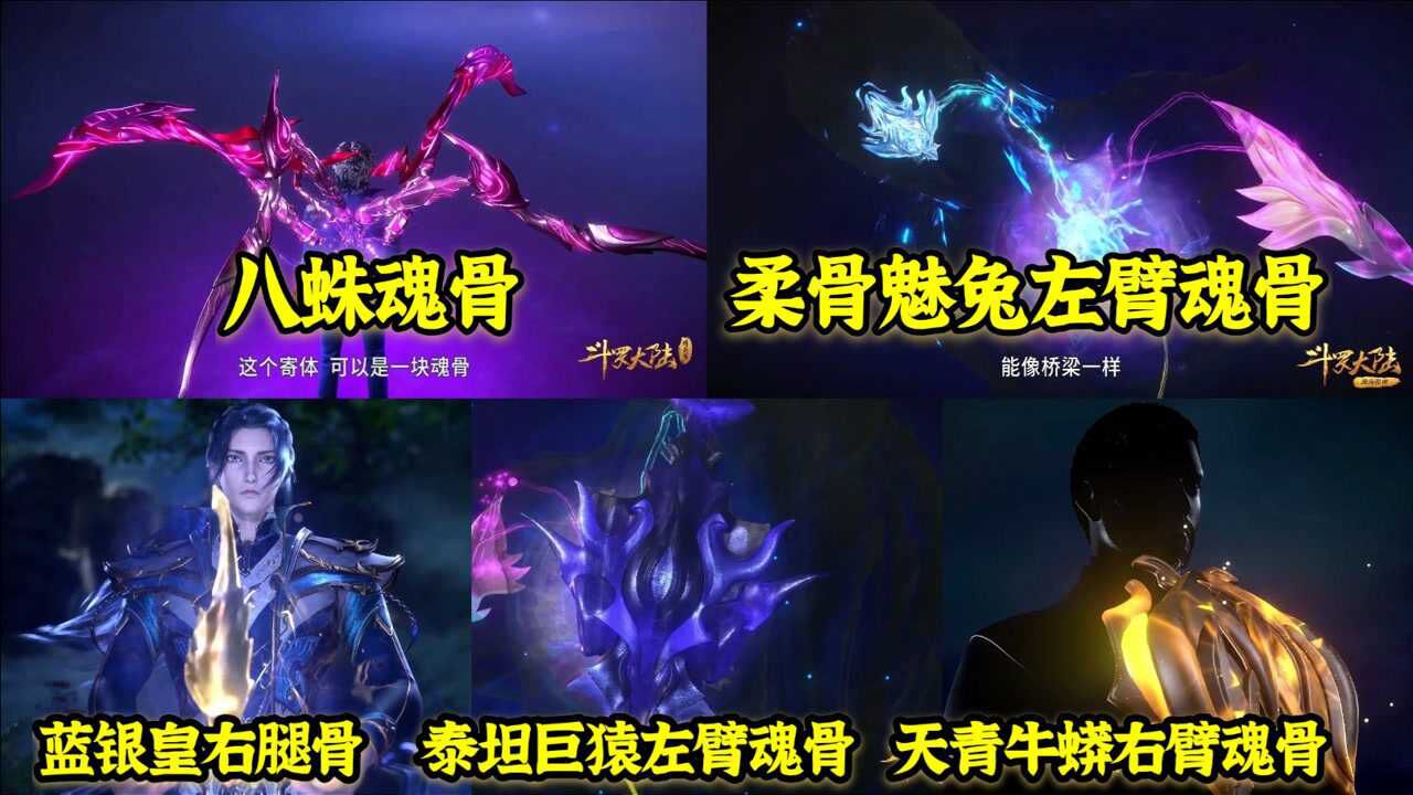 斗罗中最强五大魂骨阿银送的蓝银皇右腿骨垫底第一进化为超神器