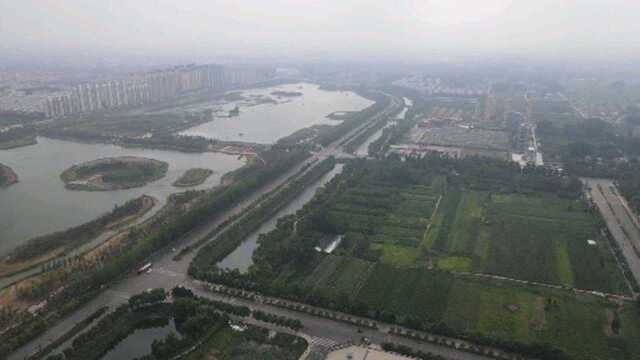 航拍高空俯瞰商丘市睢县城区