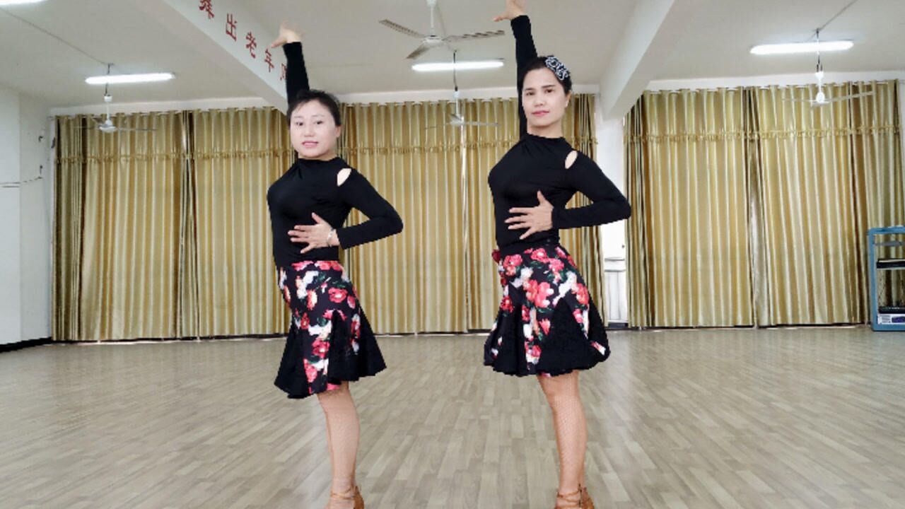 羽裳交谊舞《比莉芭芭》初级入门双人对跳恰恰舞拉丁舞附教学_高清1080P在线观看平台_腾讯视频