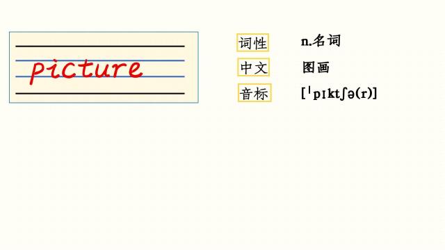 pep四年级上册英语unit1单词自然拼读:picture