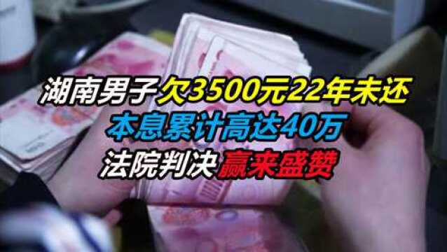 湖南男子欠3500元22年未还,本息累计高达40万,法院判决赢来盛赞