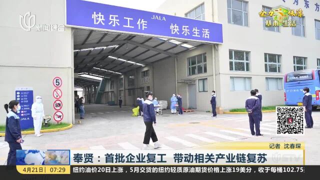 奉贤:首批企业复工 带动相关产业链复苏