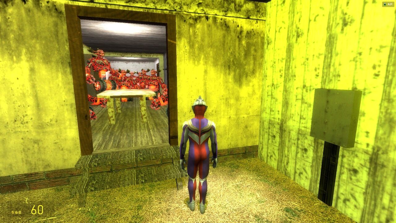 一群火焰怪兽在密室里,迪迦奥特曼过去把它们都消灭了