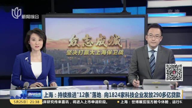 上海:持续推进“12条”落地 向1824家科技企业发放290多亿贷款