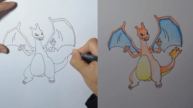 简笔画:教你画一条长着翅膀的飞龙,跟着步骤轻松学画