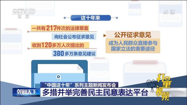 中国这十年:多措并举完善民主民意表达平台