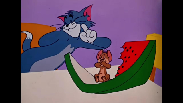 杰瑞偷吃了汤姆的西瓜,还用西瓜子攻击了汤姆|猫和老鼠