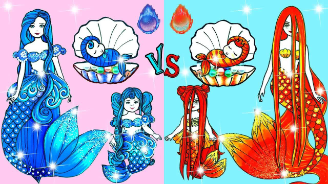 剪纸动画:冰女孩vs火女孩,冰美人鱼乖巧懂事,火美人鱼却很傲慢