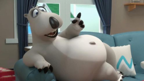 倒霉熊动画：吃了太多了甜甜圈不小心卡住了。