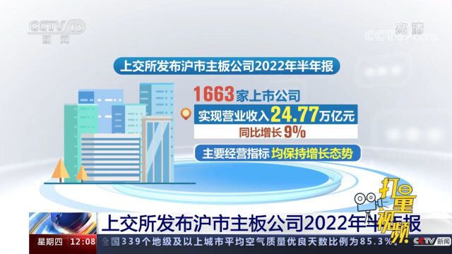 上交所发布沪市主板公司2022年半年报