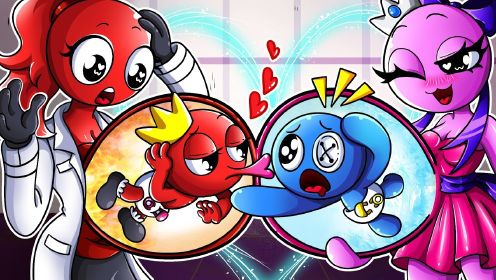 彩虹动画：彩虹之友动画，红色VS蓝色怀孕，谁的孩子更可爱？