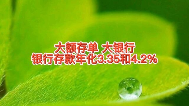 大银行的大额存单,银行存款年化3.35和4.2%,有实力的你会存吗