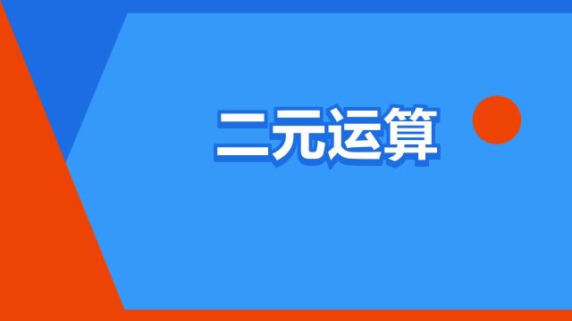 “二元运算”是什么意思?