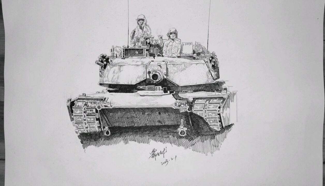 手绘m1主战坦克,步骤图集