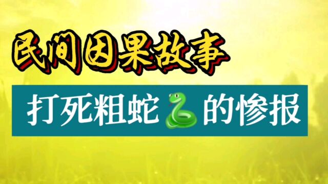 民间因果故事:打死粗蛇的惨报