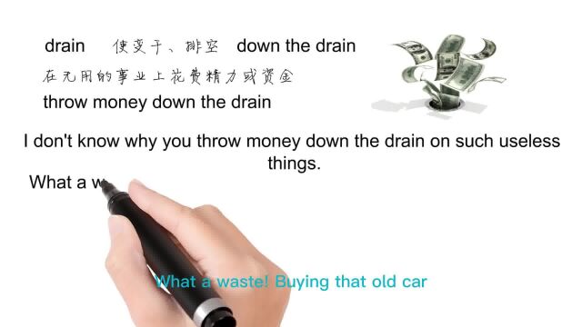 英语思维解密,为什么throw money down the drain表示浪费金钱,轻松学英语