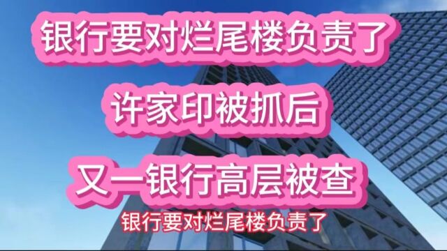 银行要对烂尾楼负责了,许家印被抓后,又一银行高层被查