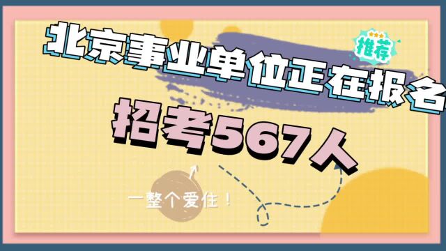 北京事业单位正在报名中,招考567人