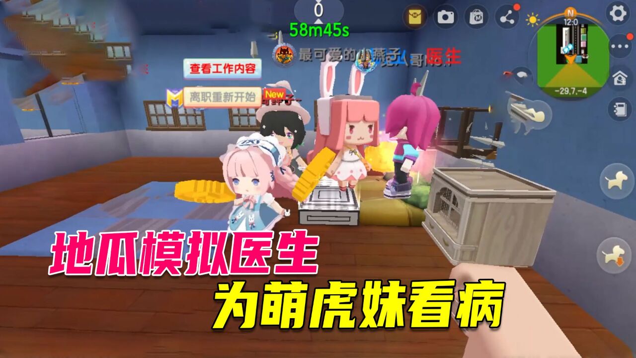 迷你世界:地瓜模拟医生看病,萌虎妹头昏脑涨四肢无力被确诊懒癌