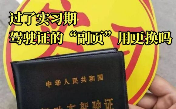 过了实习期,驾驶证的“副页”用更换吗?别因为粗心让驾照作废了