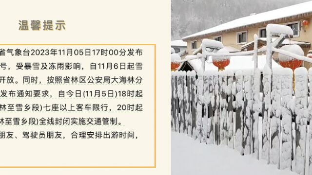 黑龙江雪乡景区因暴雪暂停开放:景区积雪已达20厘米,有游客留下看雪