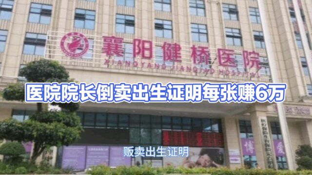 医院院长倒卖出生证明每张赚6万