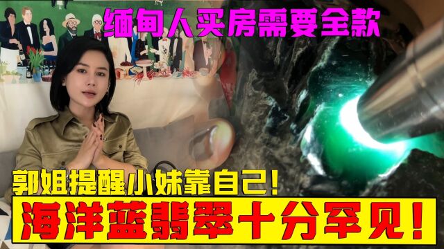 缅甸人买房需要全款,郭姐提醒小妹靠自己!海洋蓝翡翠十分罕见!