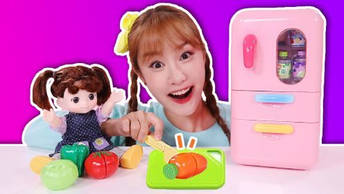 把蔬菜咔嚓咔嚓！ Kongsuni三段冰箱玩具游戏 过家家 儿童饮食