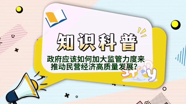 政府应该如何加大监管力度来推动民营经济高质量发展?