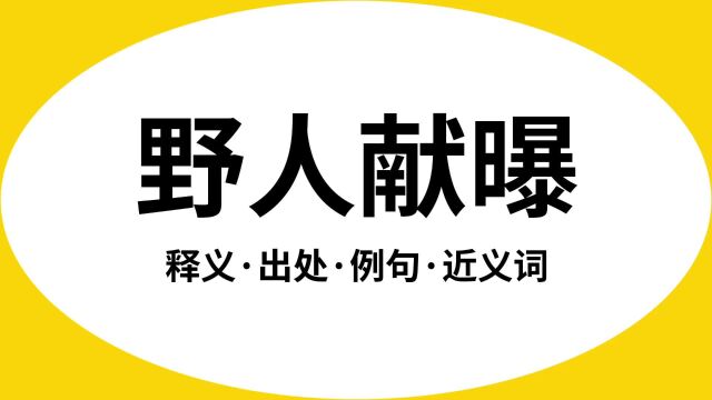 “野人献曝”是什么意思?