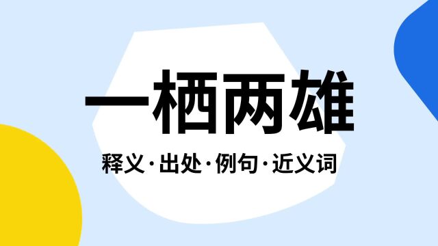 “一栖两雄”是什么意思?