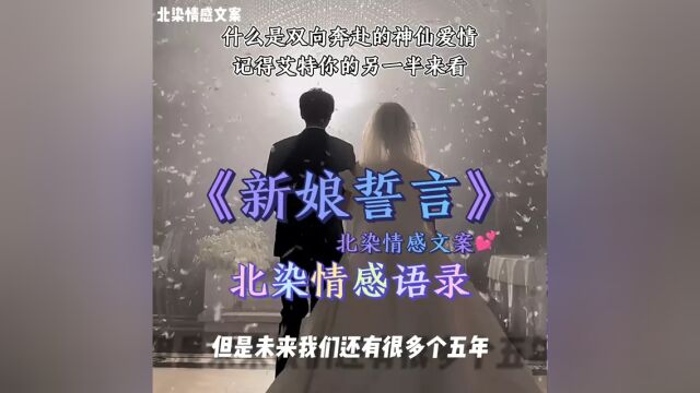 什么是双向奔赴的神仙爱情,记得艾特你的另一半来看. #新娘誓言 #情感 #北染情感文案