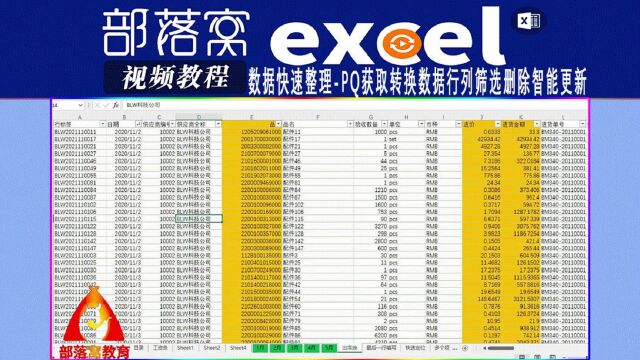 excel数据快速整理视频:PQ获取转换数据行列筛选删除智能更新