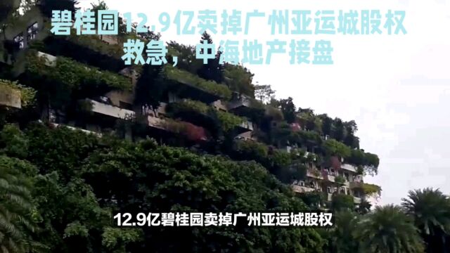 碧桂园12.9亿卖掉广州亚运城股权救急,中海地产接盘