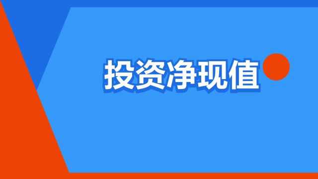 “投资净现值”是什么意思?