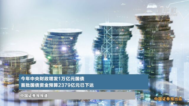 今年中央财政增发1万亿元国债 首批国债资金预算2379亿元已下达