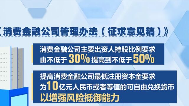 国家金融监督管理总局:拟提高消费金融公司主要出资人持股比例