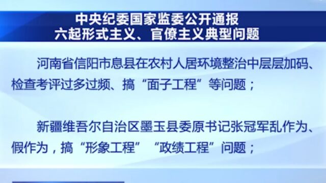 中央纪委国家监委,公开通报六起形式主义,官僚主义典型问题