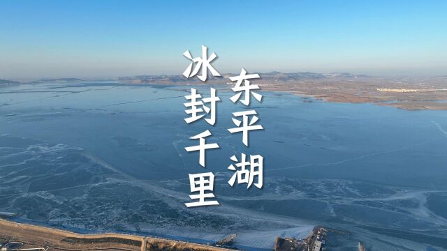 全景|东平湖冰封千里,浩渺无垠,如镜面般反射着晴空万里的蓝